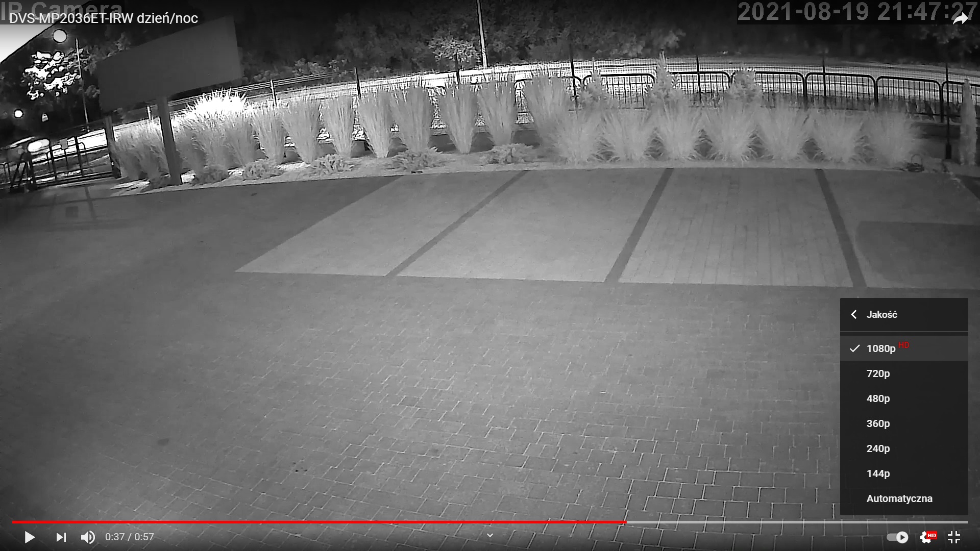 Nagranie z kamery DVS-MP2036ET-IRW w nocy