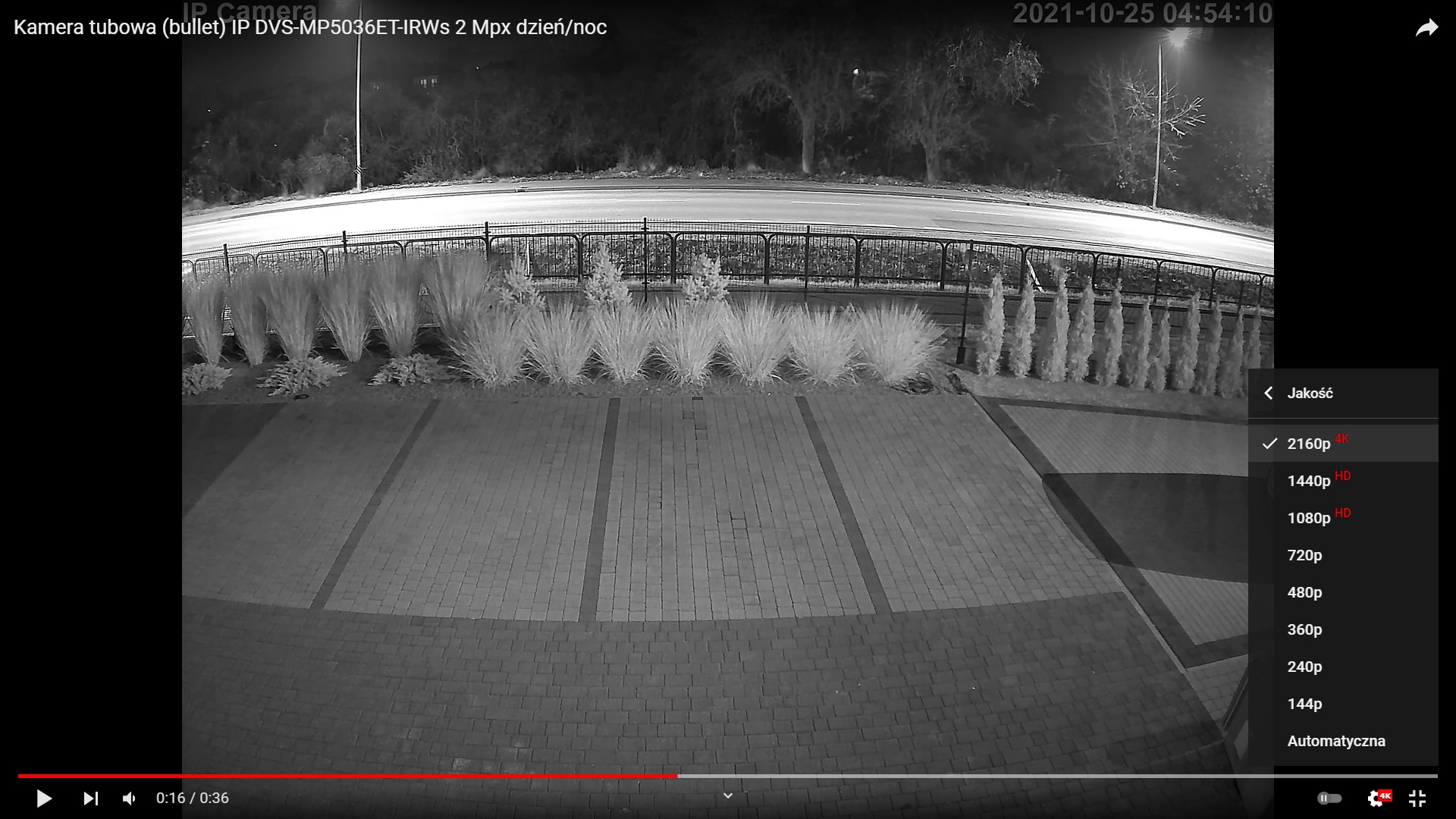 Nagranie z kamery DVS-MP5036ET-IRWs w nocy