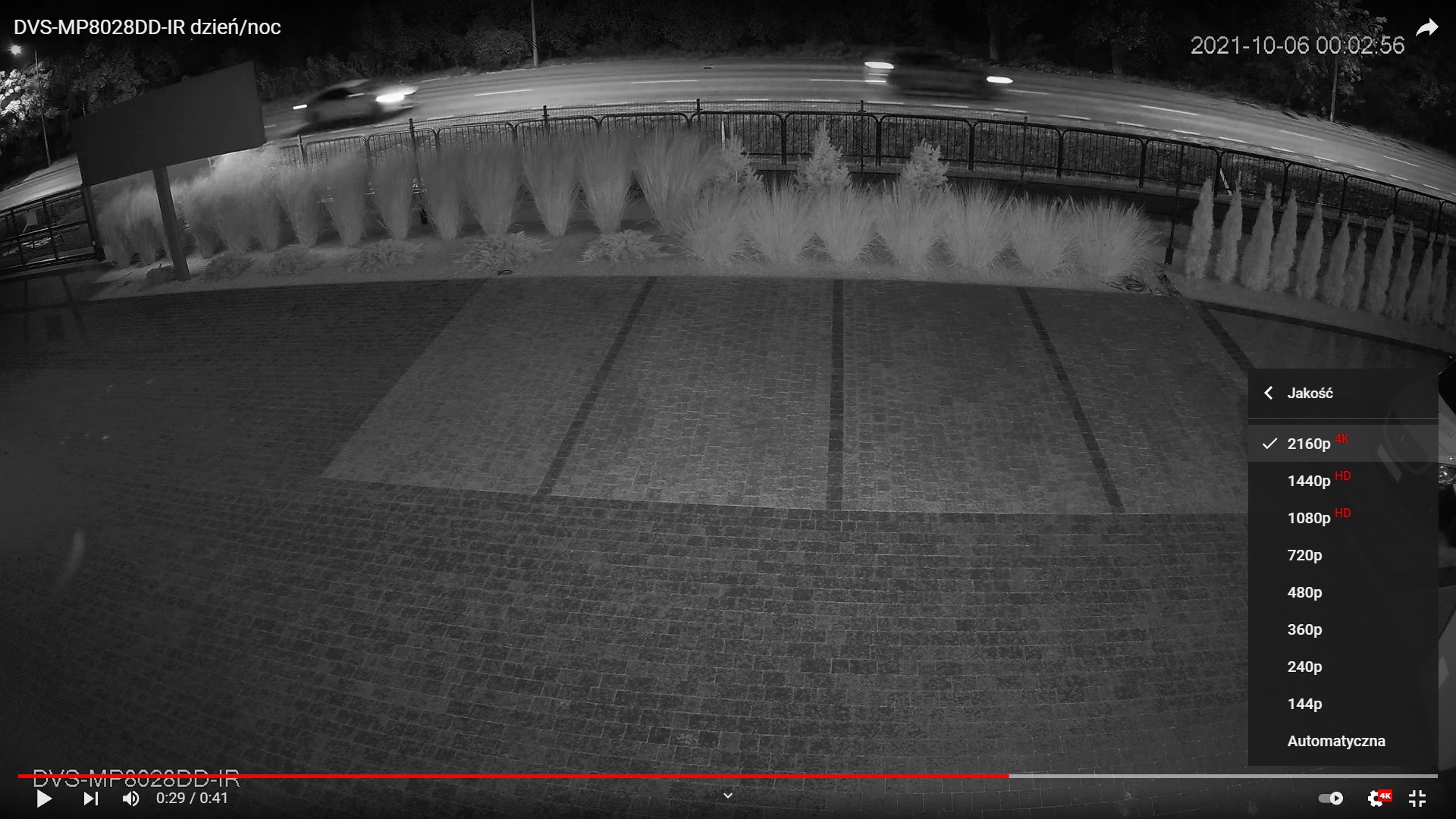 Nagranie z kamery DVS-MP8028DD-IR w nocy